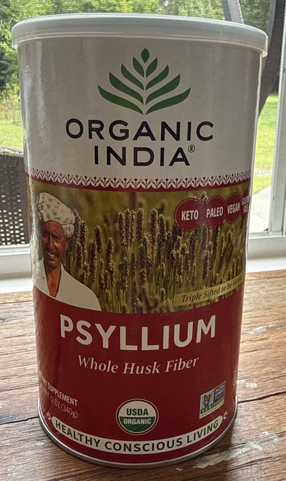 ORGANIC INDIA Psyllium Whole Husk Fiber Powder 12 oz – Exp 3/28 Keto Paleo Vegan