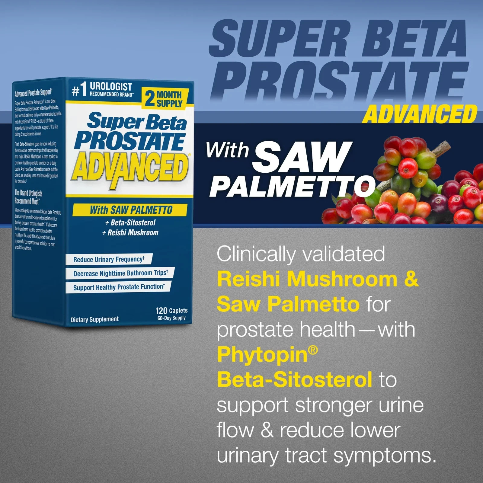 3 Pack Super Beta Advanced Now with Saw Palmetto 360 Caps total. Exp 07/2028