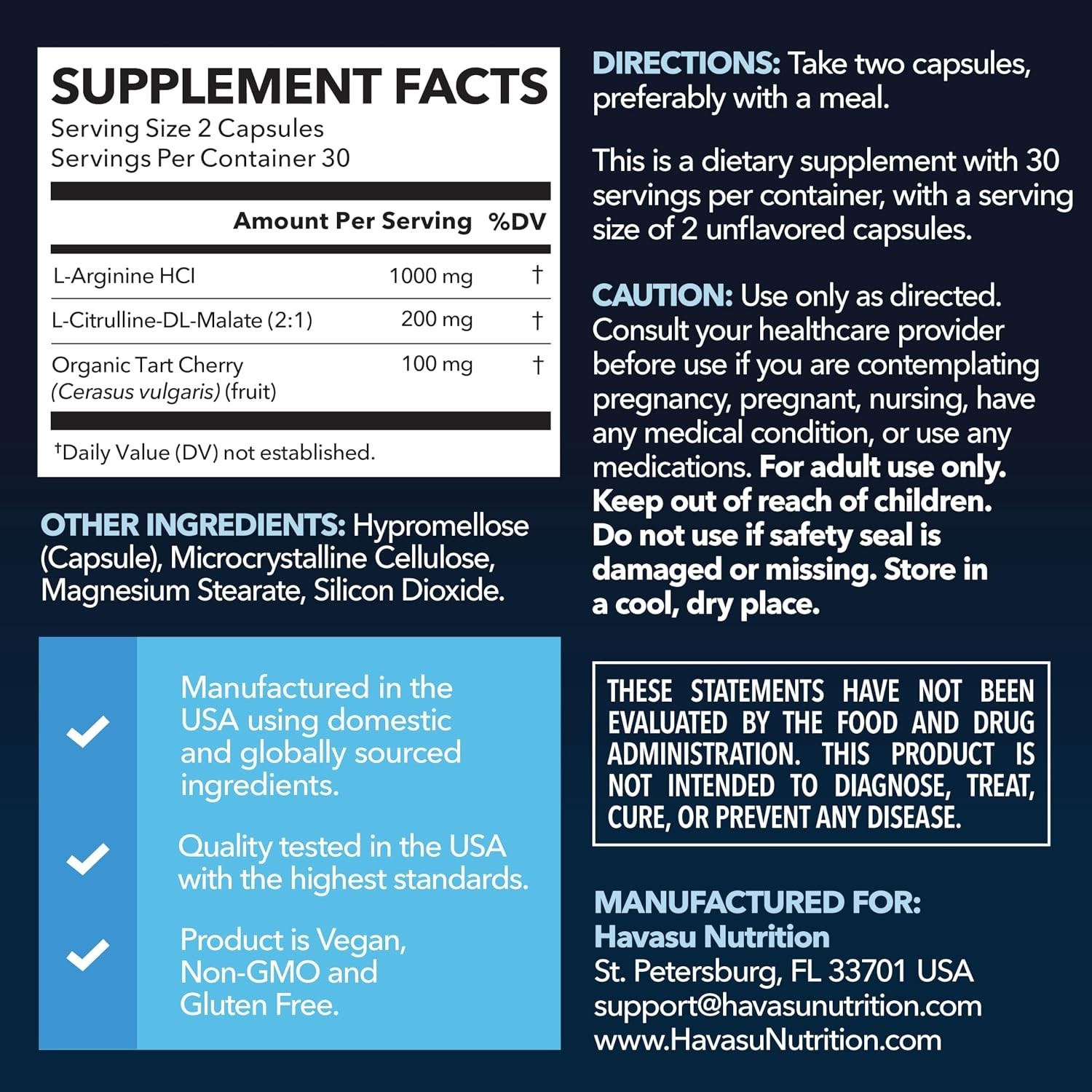 Energy Management with L-Arginine & L-Citrulline – 60 Non-GMO Capsules