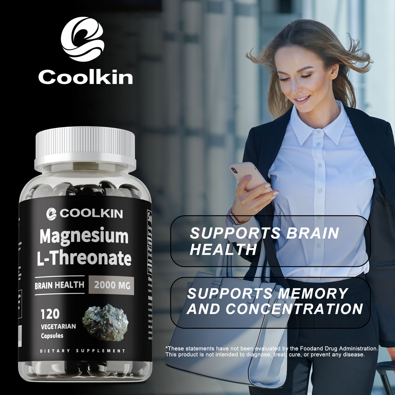120pcs Magnesium L-Threonate 2000mg – Nootropic Brain Booster, Memory and Focus