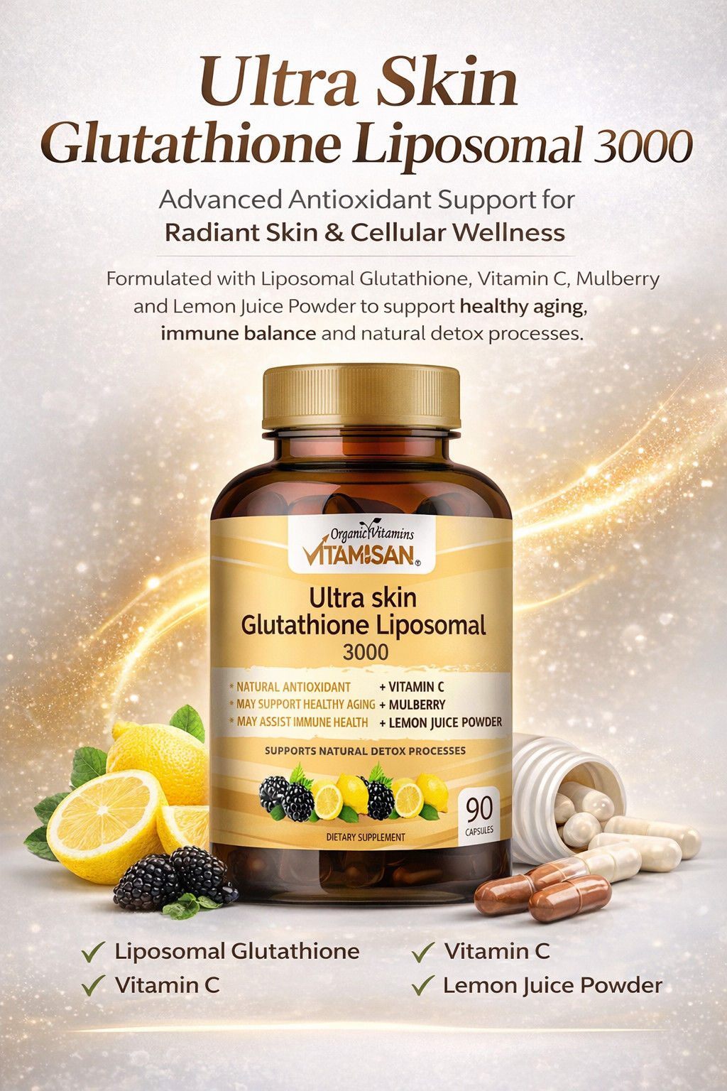 2 Pack Liposomal Glutathione 3000mg + Vitamin C Antioxidant Skin 180 Caps