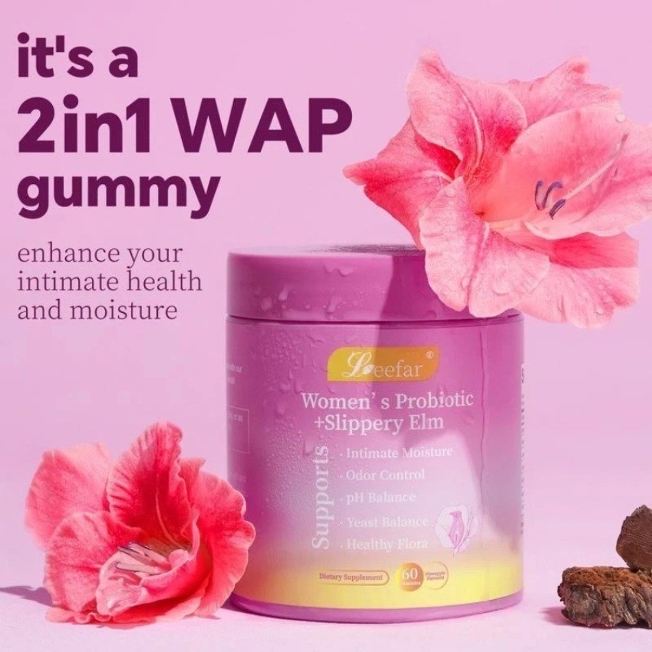 Women’s Probiotic with Slippery Elm Gummies Pineapple Flavor Supplement-1-3 Pack