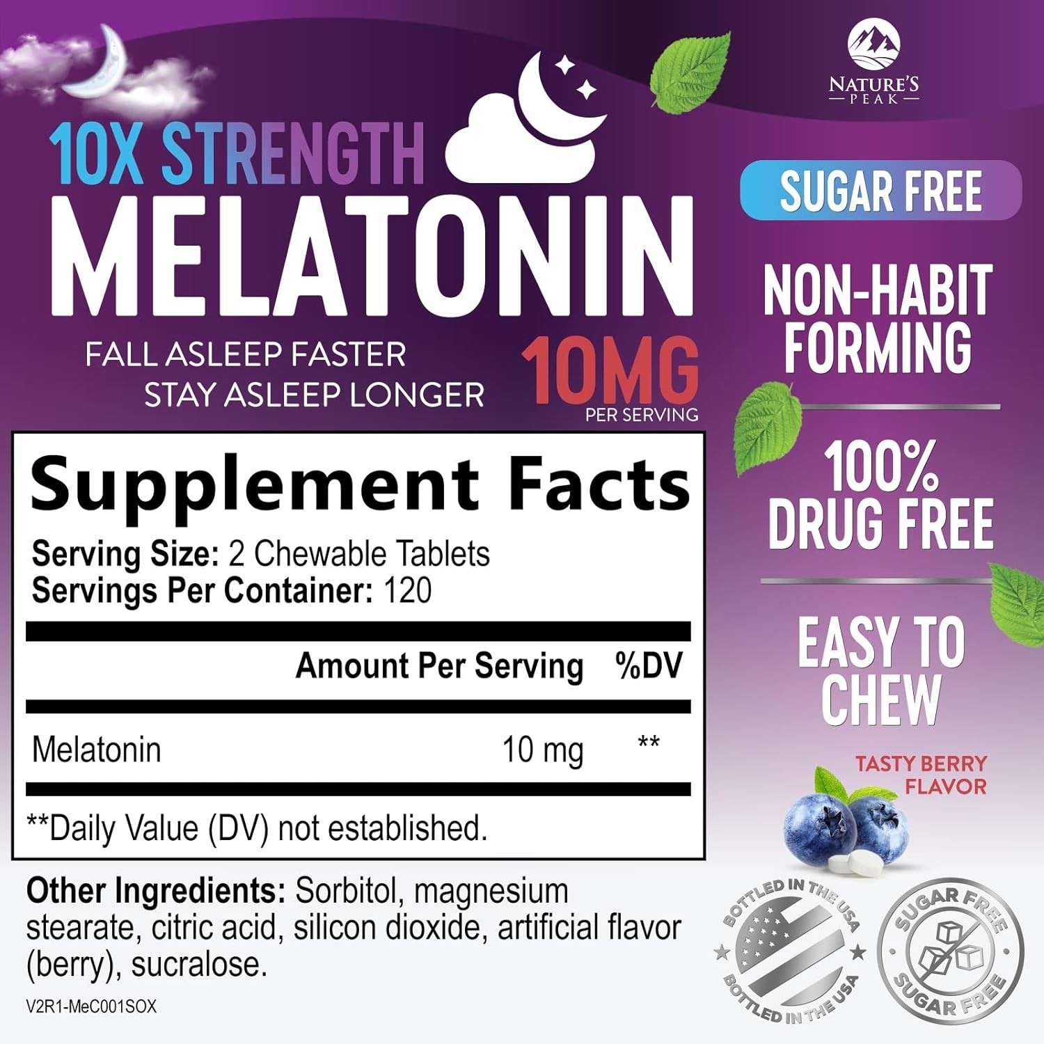 Melatonin 10mg Sleep Supplements for Adults – Max Strength, Fast Dissolve 10 mg