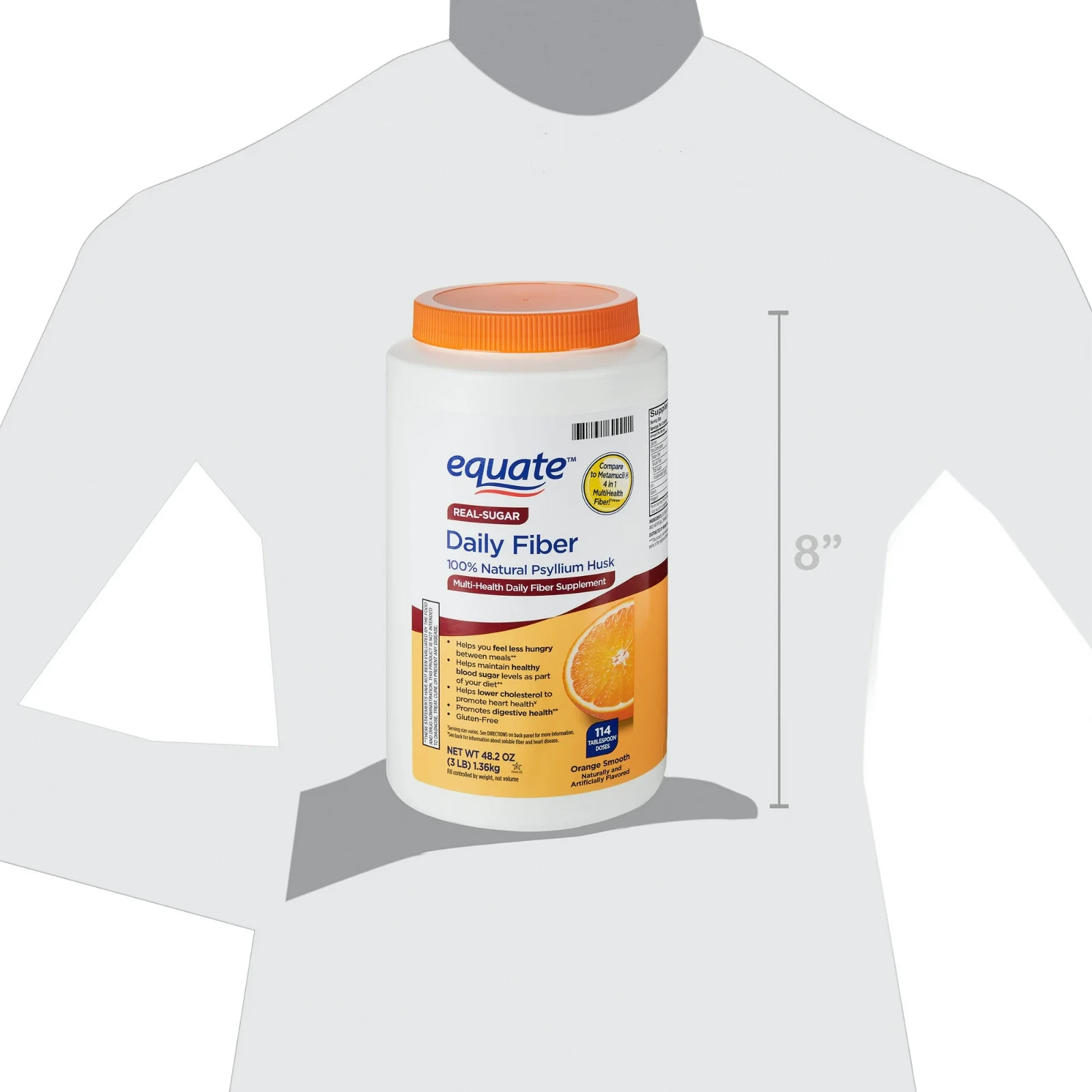 Equate Fiber Supplement Orange Powder 48.2oz, Compare to Metamucil® 4-in-1