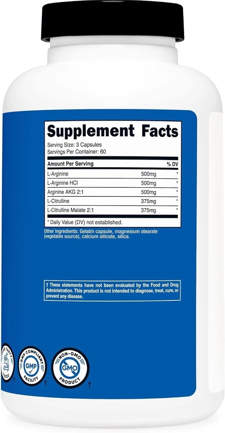 Nutricost Nitric Oxide Booster 2250mg, 180 Capsules – 750mg – 60 Servings