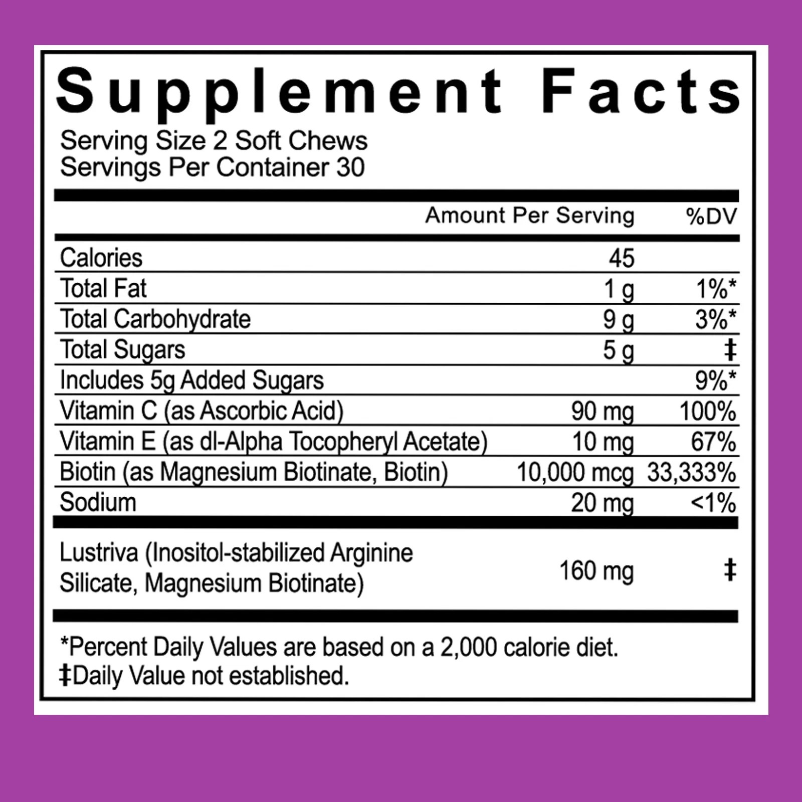 PACIFIC GLOW Hair Growth Biotin Mixed Berry Soft Chews Vitamins Women w Lustriva