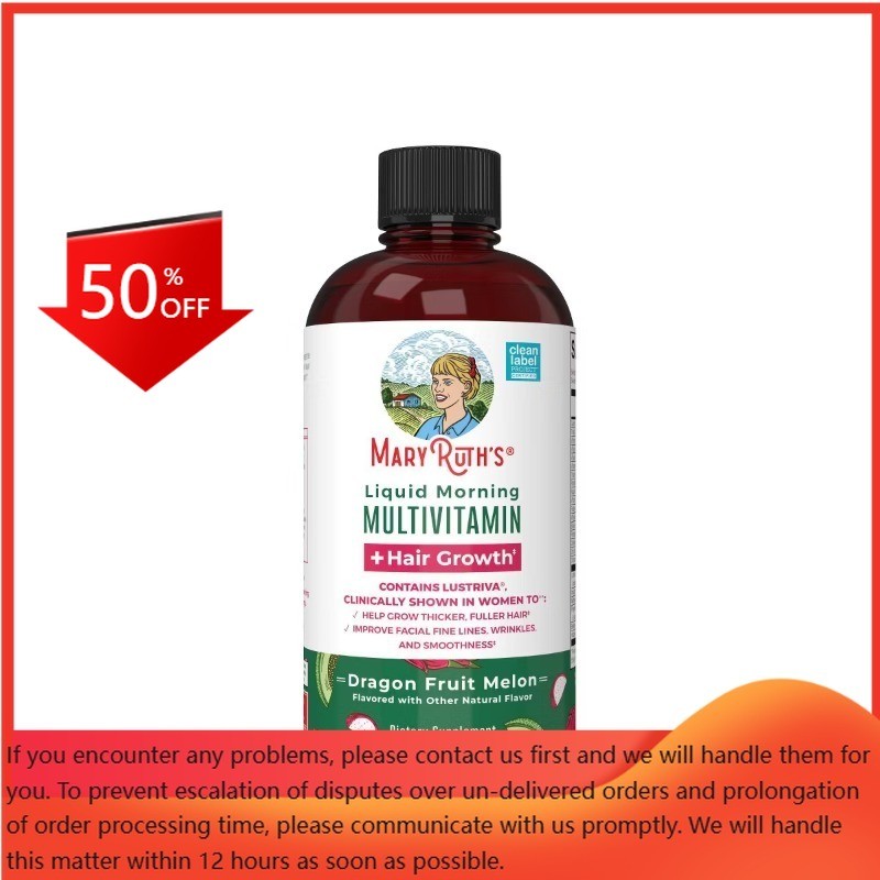 MaryRuth’s Liquid Morning Multivitamin + Hair Growth – Dragonfruit – 15.22 fl oz