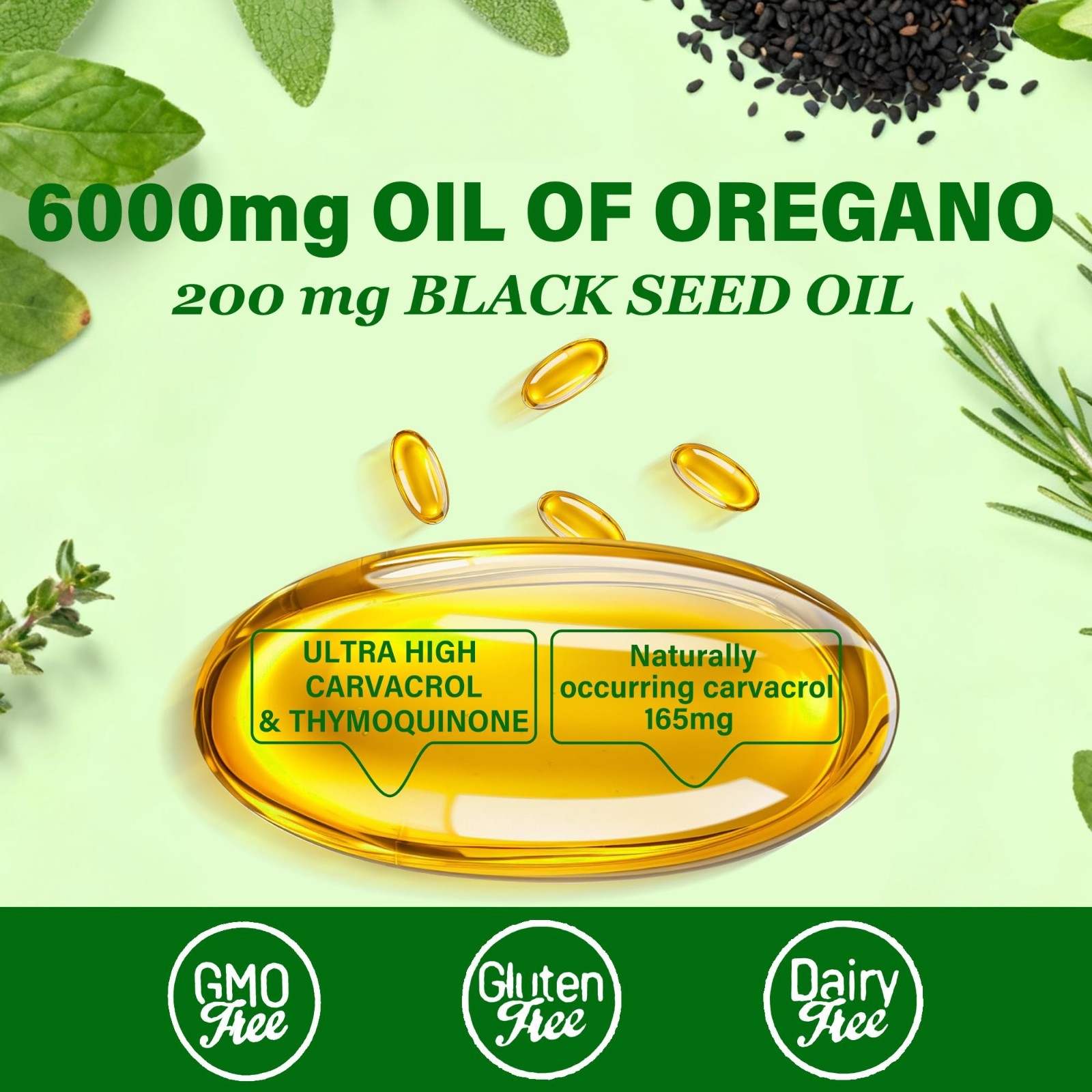 Max Strength Oil of Oregano & Black Seed Softgels 300 | Immune, Digestive, Respi