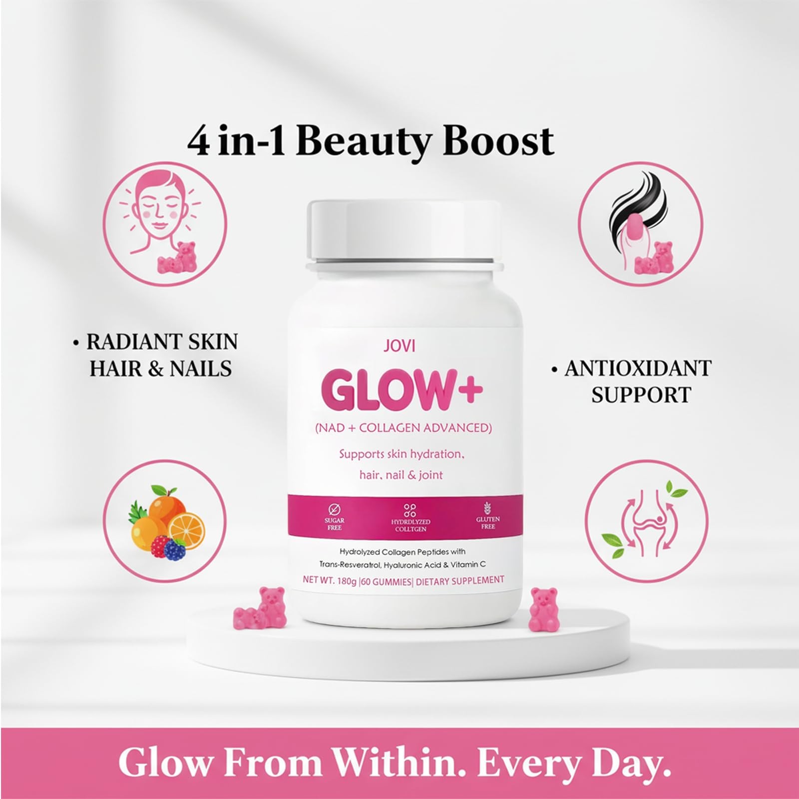 KFASJON Jovi Nutrition Glow+ NAD+ & Collagen 60 Count (Pack of 1)