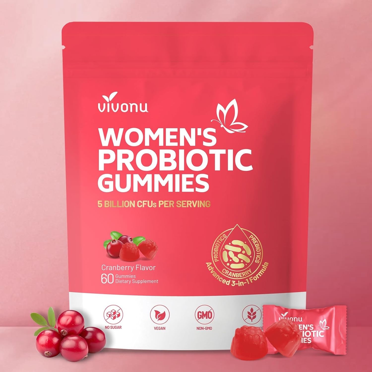 Vaginal Probiotics for Women, Feminine Balance pH Gummies 60pcs/1bag