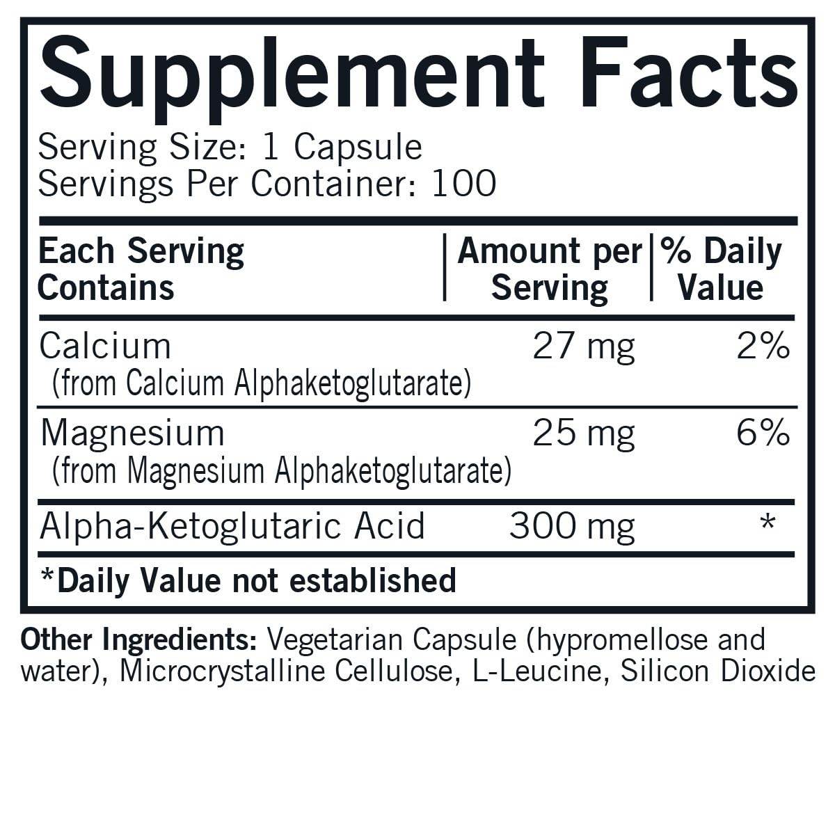 Kirkman Alpha-Ketoglutaric Acid 300 Mg – Hypoallergenic 100 Vegetarian Capsules