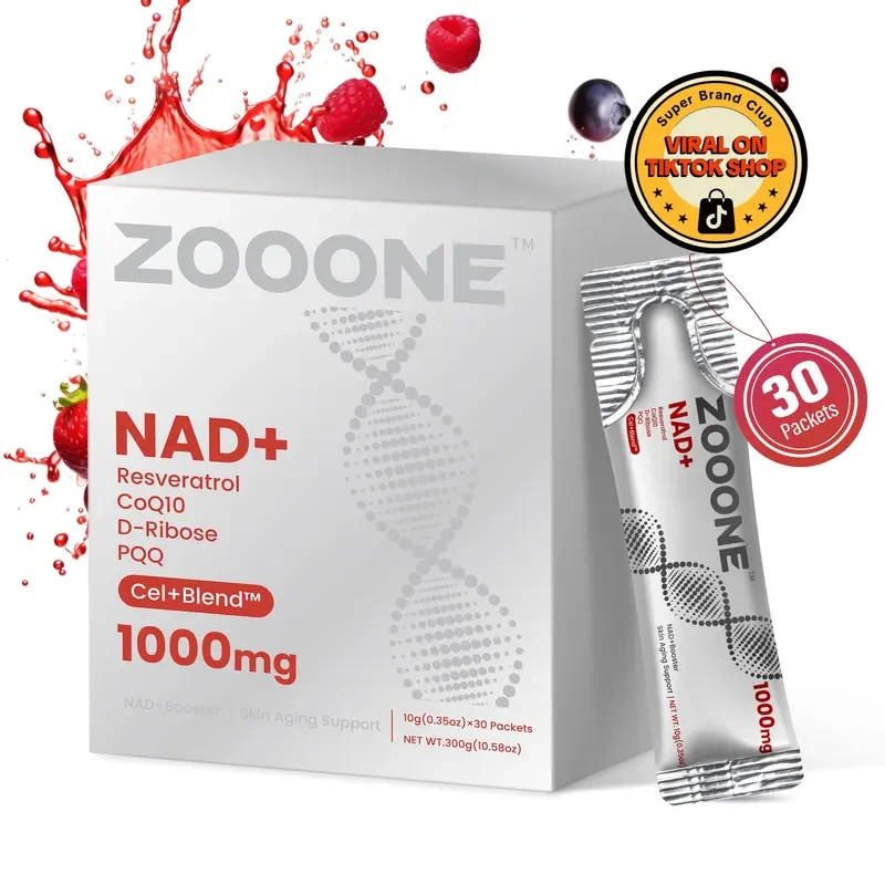 Zooone NAD+ Resveratrol CoQ10 D-Ribose PQQ 1000mg 30 packets 10.56 oz Exp 11/27