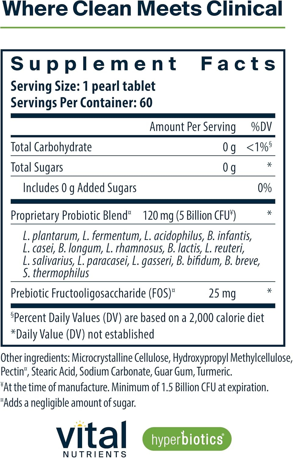 Hyperbiotics Vital Nutrients Pro-15 Prebiotics and Probiotics for Women and Men