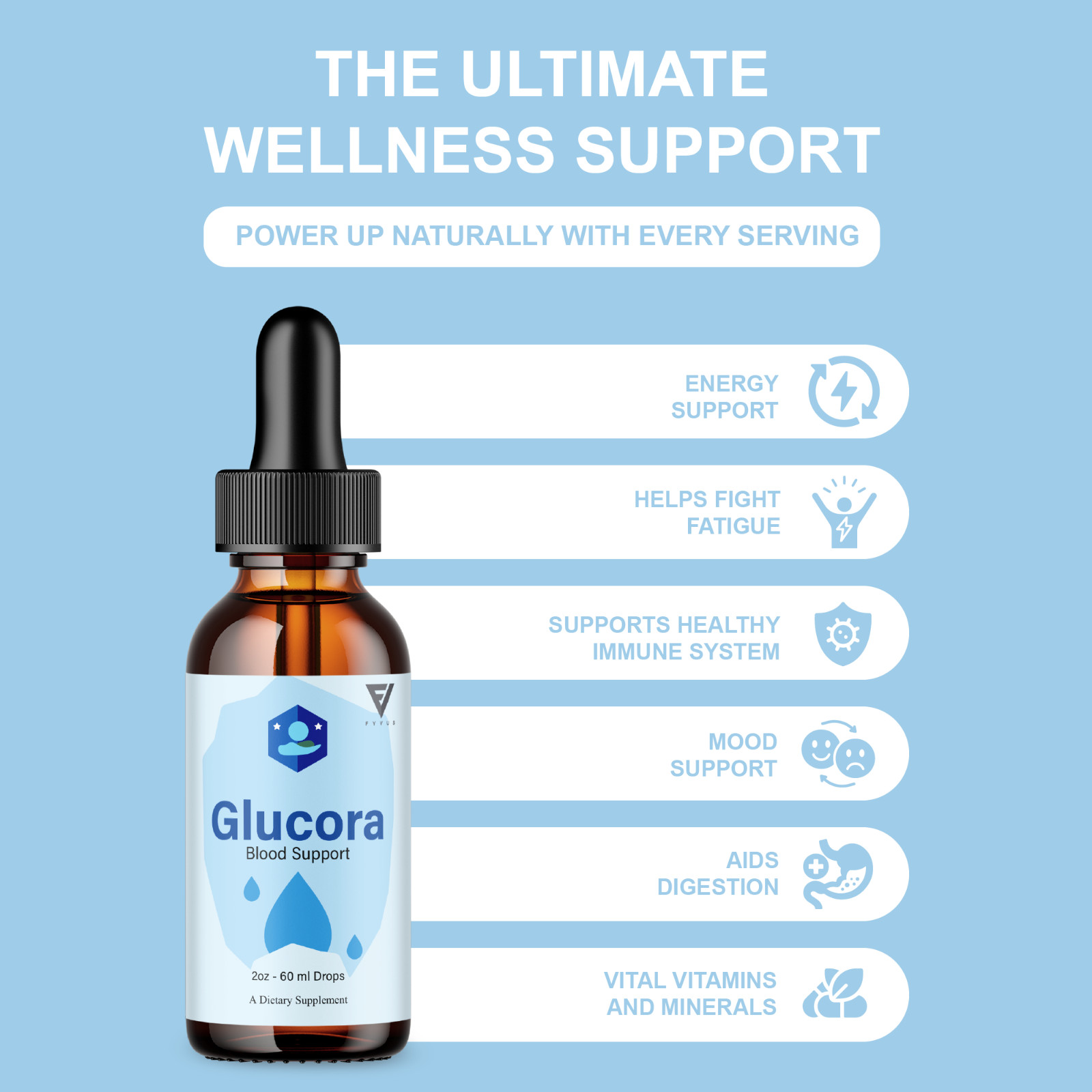 (5 Pack) Glucora Premium Blood Support Liquid Drop Supplement, Glucoras (10oz)