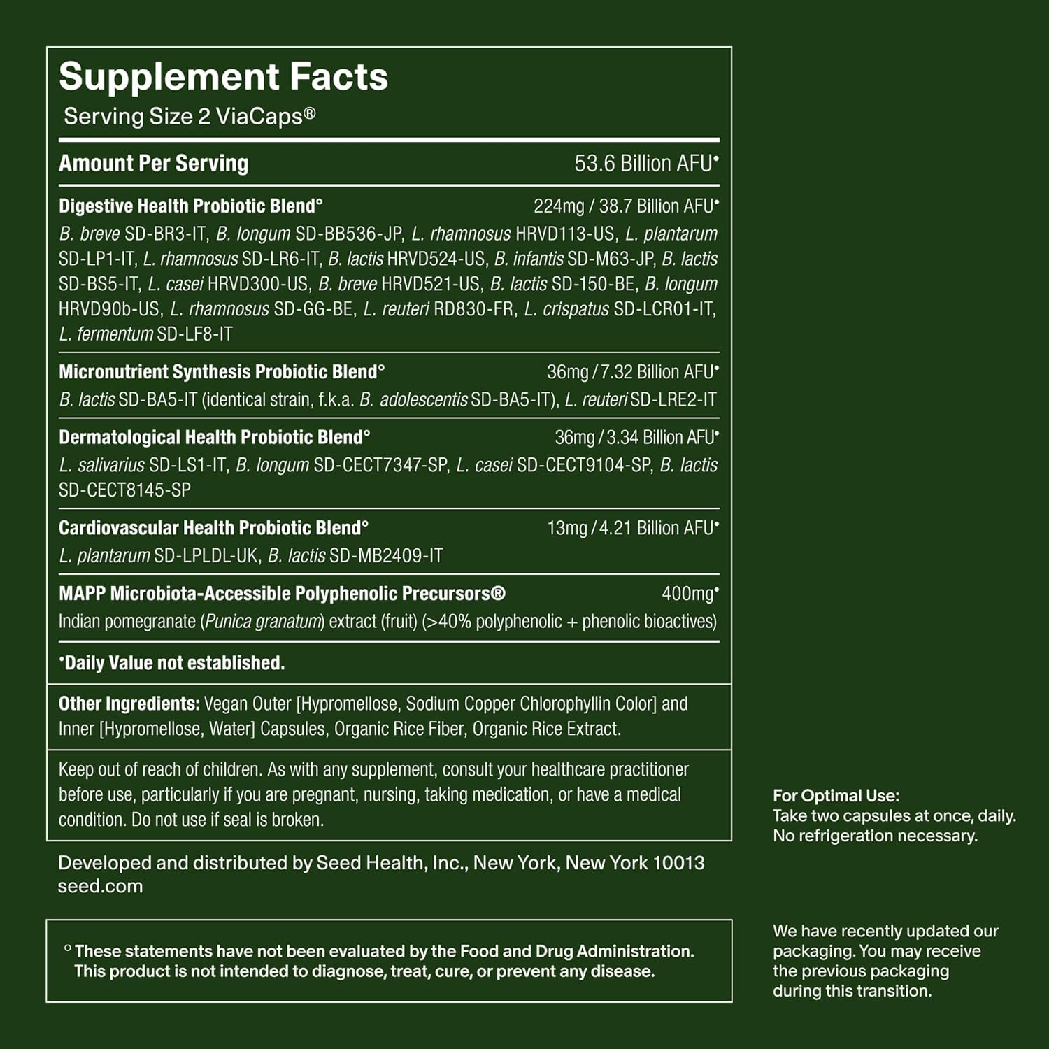 Seed DS-01 Daily Synbiotic – Prebiotic and Probiotic for Women & Men – Digestive