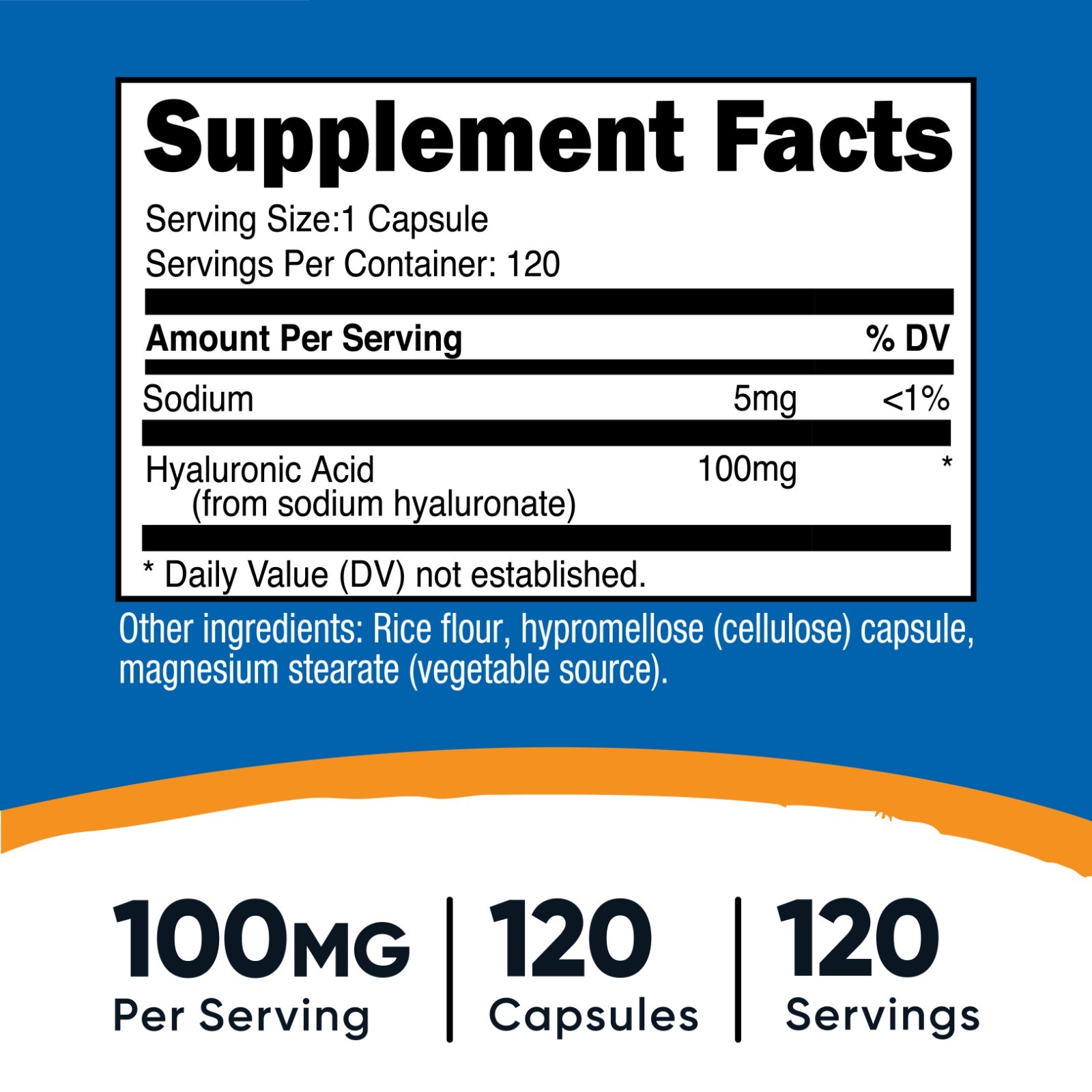 Nutricost Hyaluronic Acid Capsules 100mg Per Serving (120 Vegetarian Capsules)