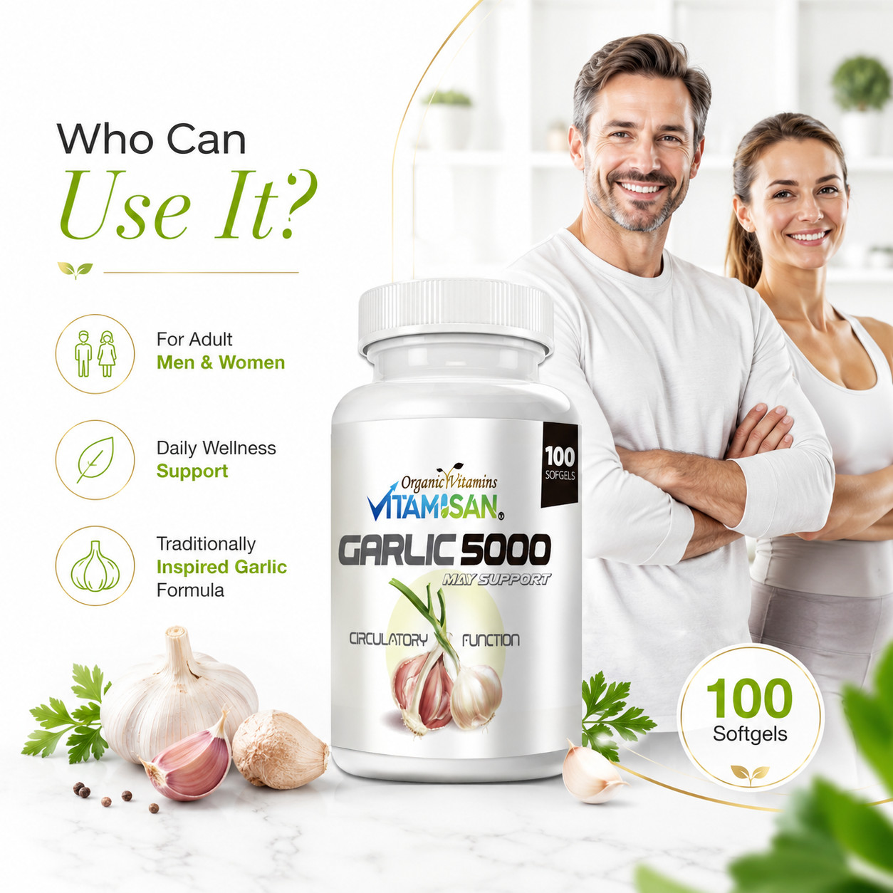 2 Garlic Fresh Extract 5000 mg Cholesterol Health supp 200 Antioxidant Pills gel