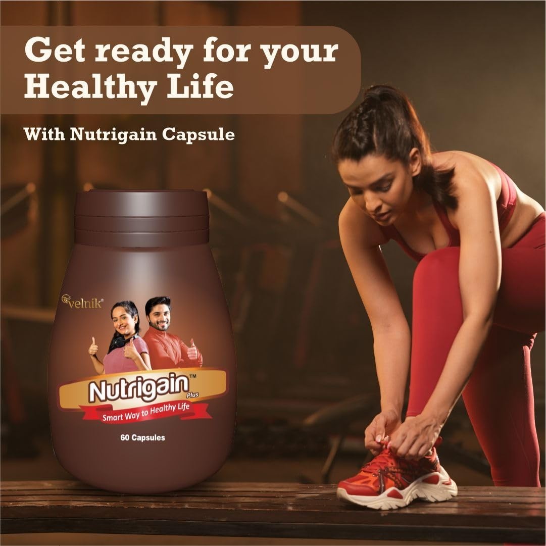 Nutrigain Plus Ayurvedic Weight Gainer Supplement Capsules Unisex, 60tab