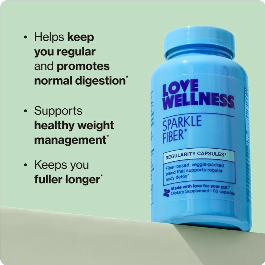 Love Wellness Sparkle Fiber Supplement. “Femcare” Daily Gut, Hormones & Vag-90ct