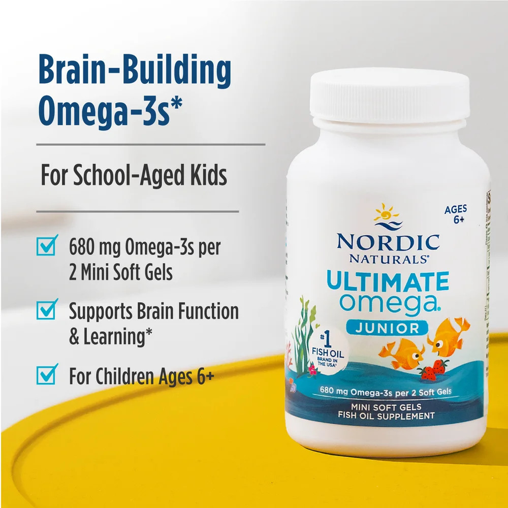 Nordic Naturals Ultimate Omega Junior – Strawberry Soft Gel for Kids, 120 ct