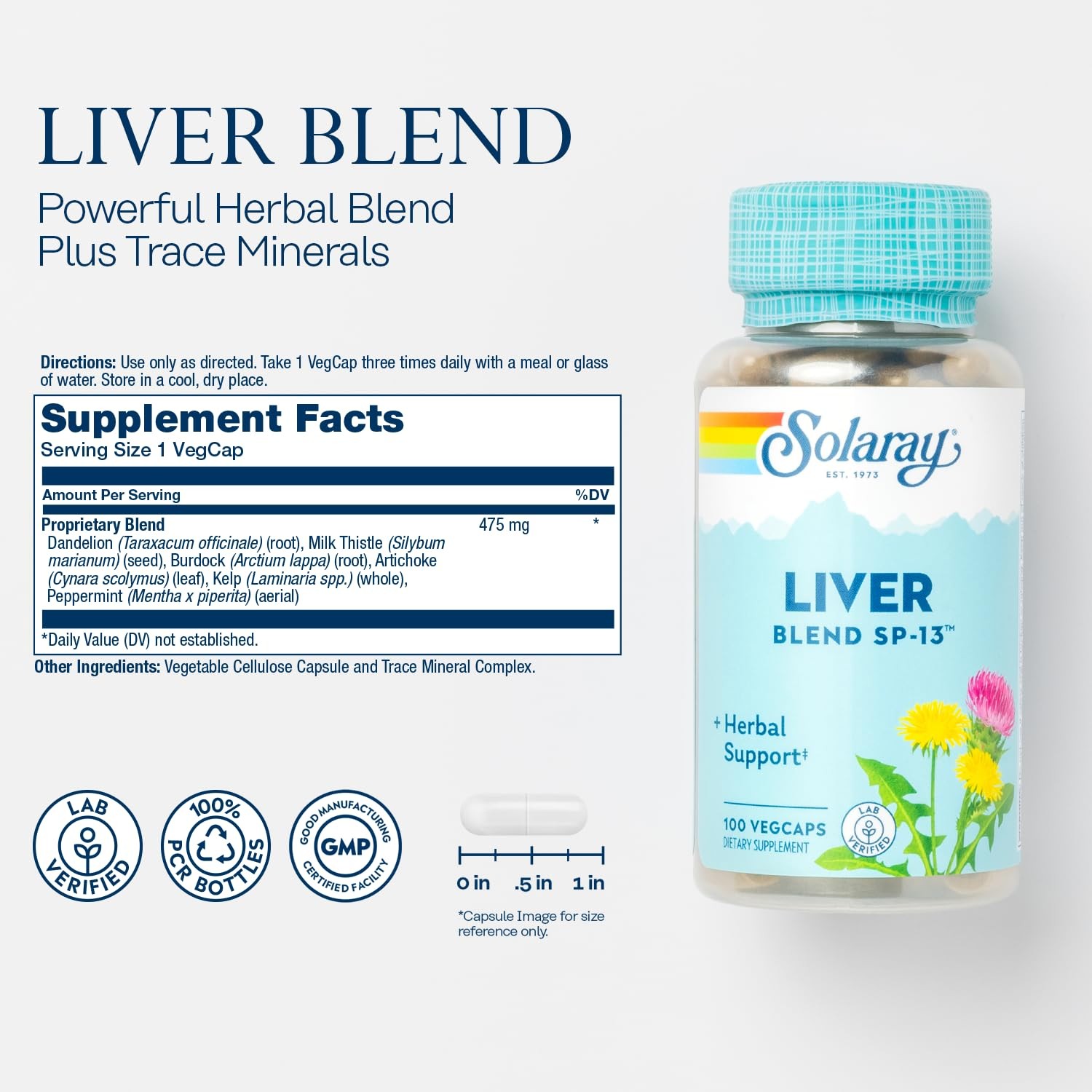 SOLARAY Liver Blend SP-13 – Traditional Herbal Support 100 Count (Pack of 1)