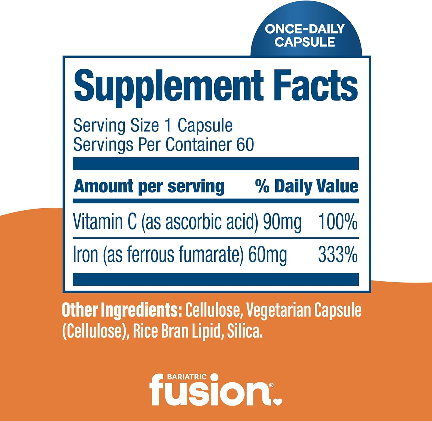 Iron Supplement 60Mg with Vitamin C | Easy to Swallow Capsule | Ferrous Fumar…