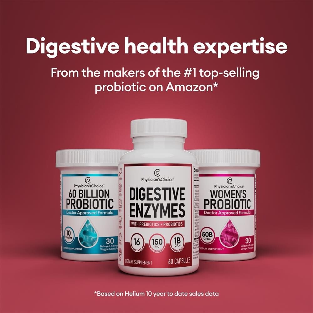 Physician’s CHOICE Digestive Enzymes – Multi Enzymes, Organic Prebiotics – 60 CT