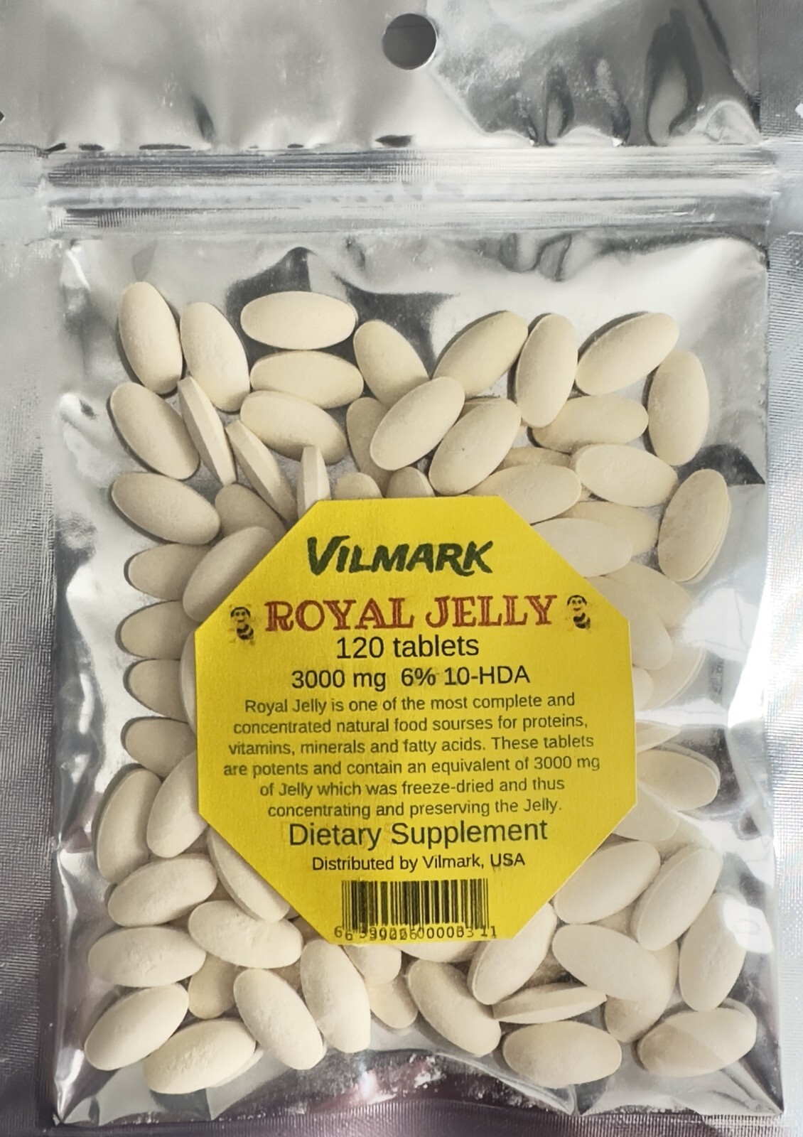 Royal Jelly 120 Tablets 3000 mg Non GMO Gluten Free