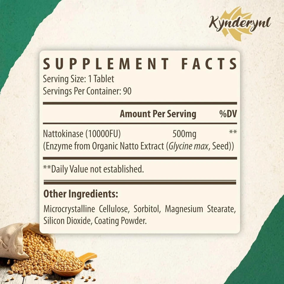 Nattokinase Supplement 10000FU – Organic Natto Enzyme for Circulatory Well 500mg