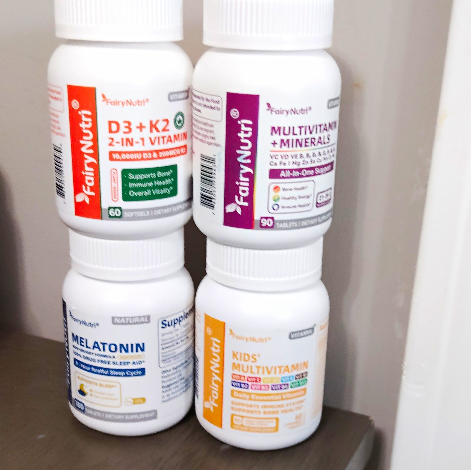 FairyNutri Vitamins & Supplements Lot D3+K2, Multivitamin+Minerals, Melatonin