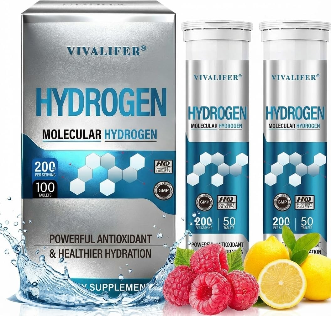 Hydrogen Water Tablets, 100 ct, Lemon & Raspberry, Magnesium, Energy & Recovery