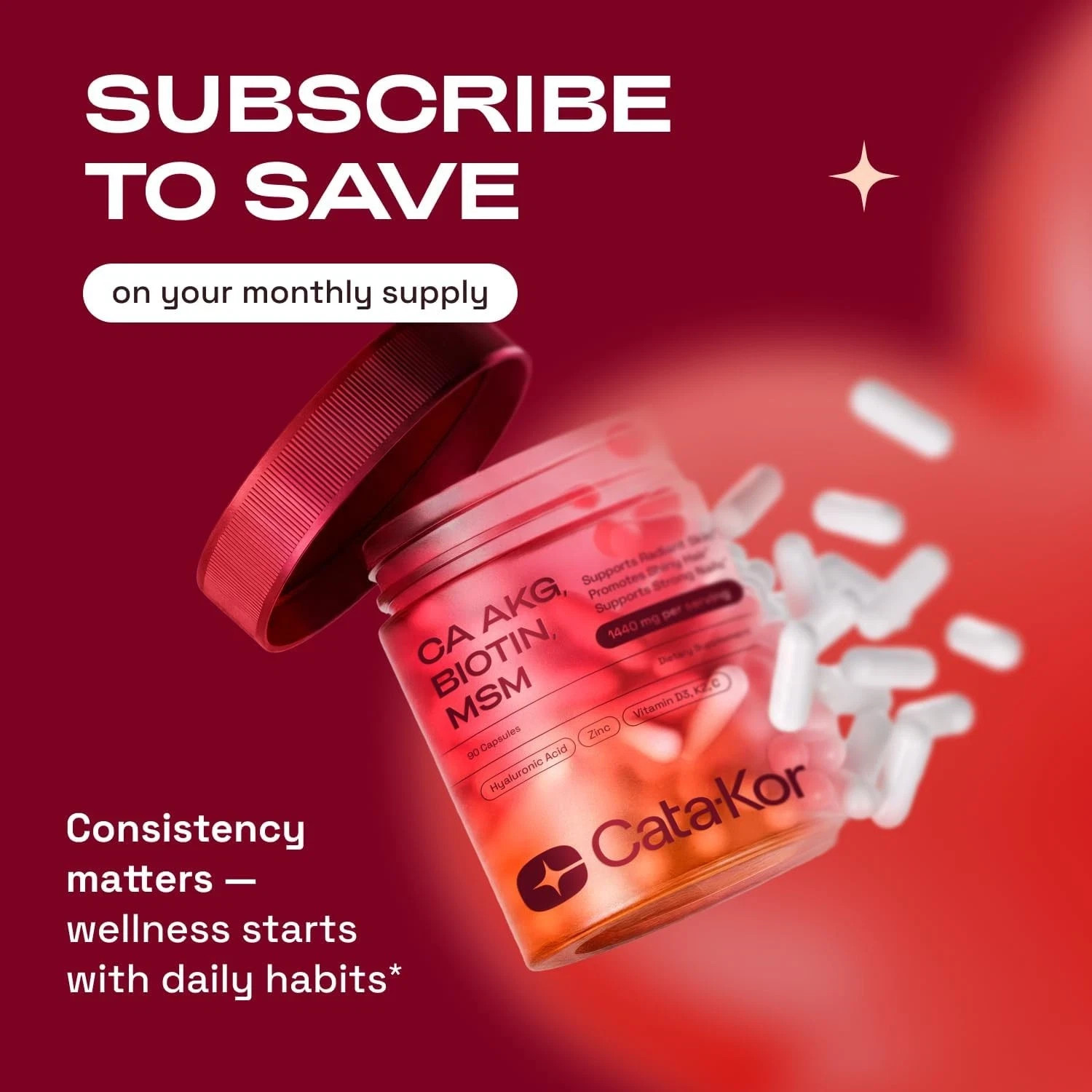 Cata-Kor Hair Skin and Nails Vitamins for Women?CBiotin Collagen Hair Supplement