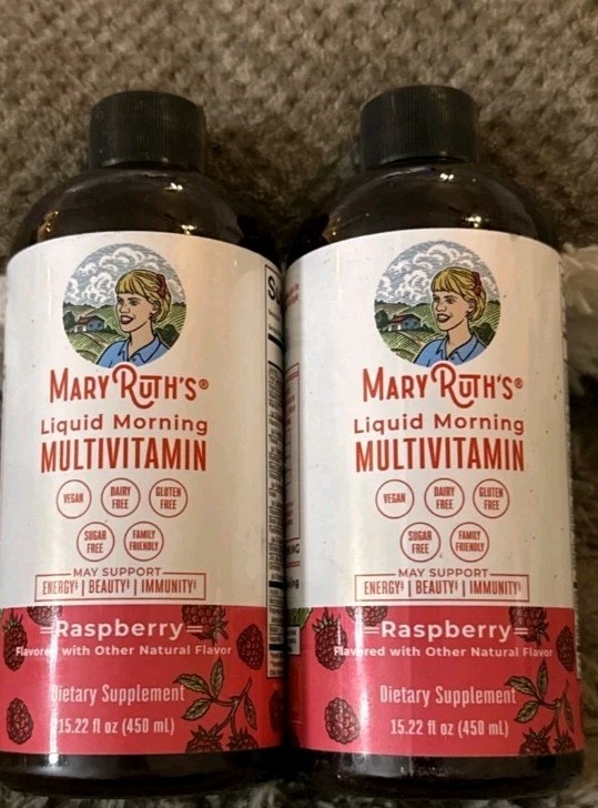 (2) Mary Ruth’s Liquid Morning Multivitamin 15.22 fl oz Raspberry Exp 05/27