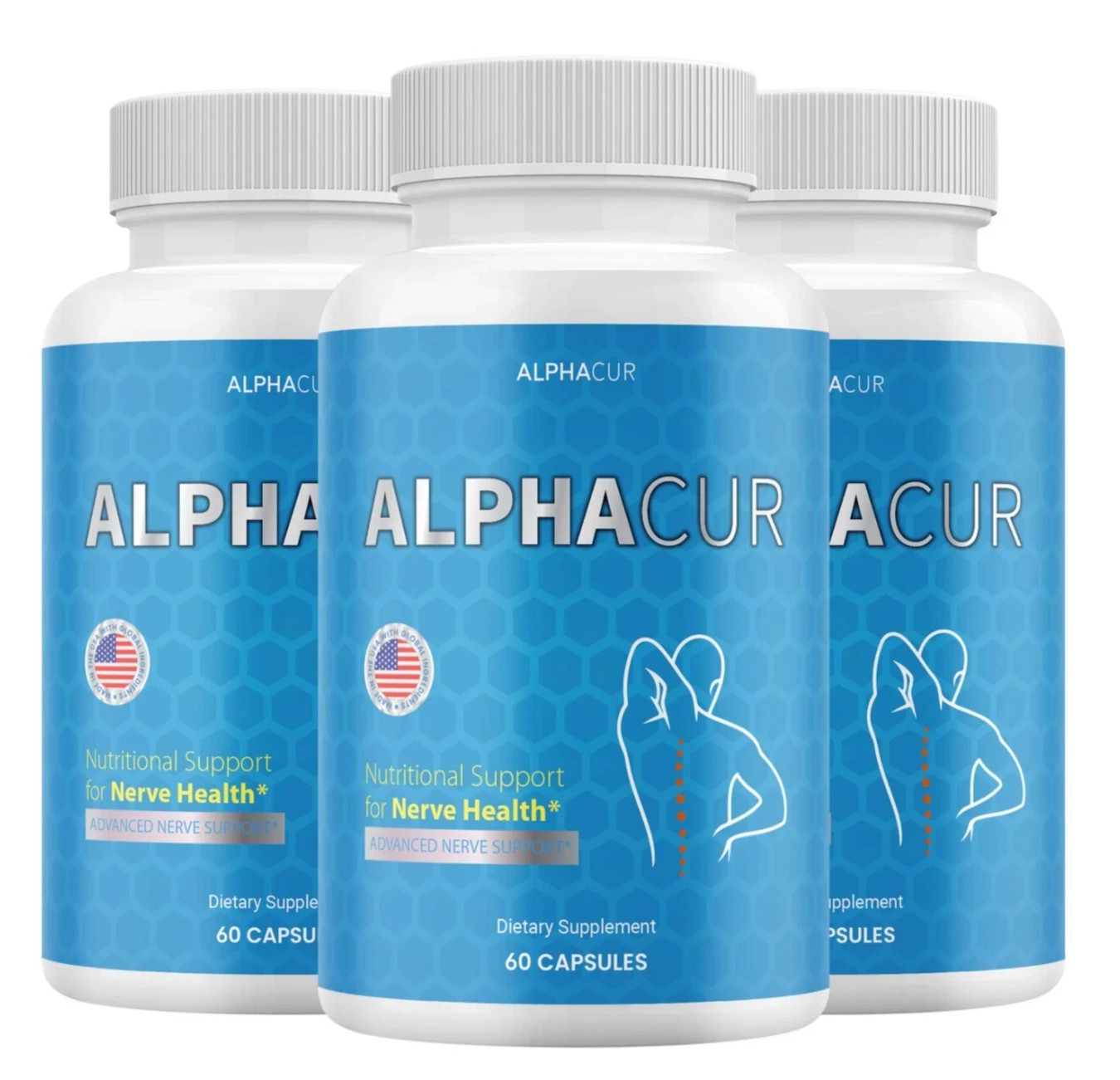 AlphaCur Nerve Wellness Daily Dietary Supplement 60 Count Pack of 3 | Free Ship