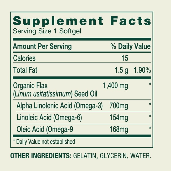 Spring Valley Flax Seed Oil Dietary Supplement Softgels, 1400 mg, 90 Count