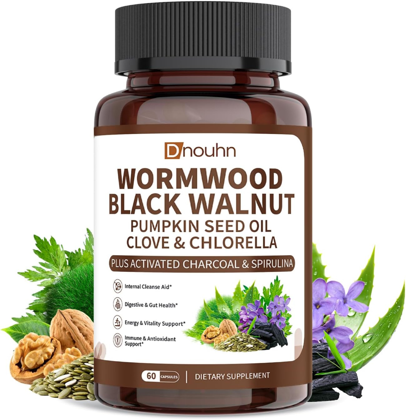 Wormwood Black Walnut Clove Parasite Cleanse for Humans Capsules – Natural Gut D