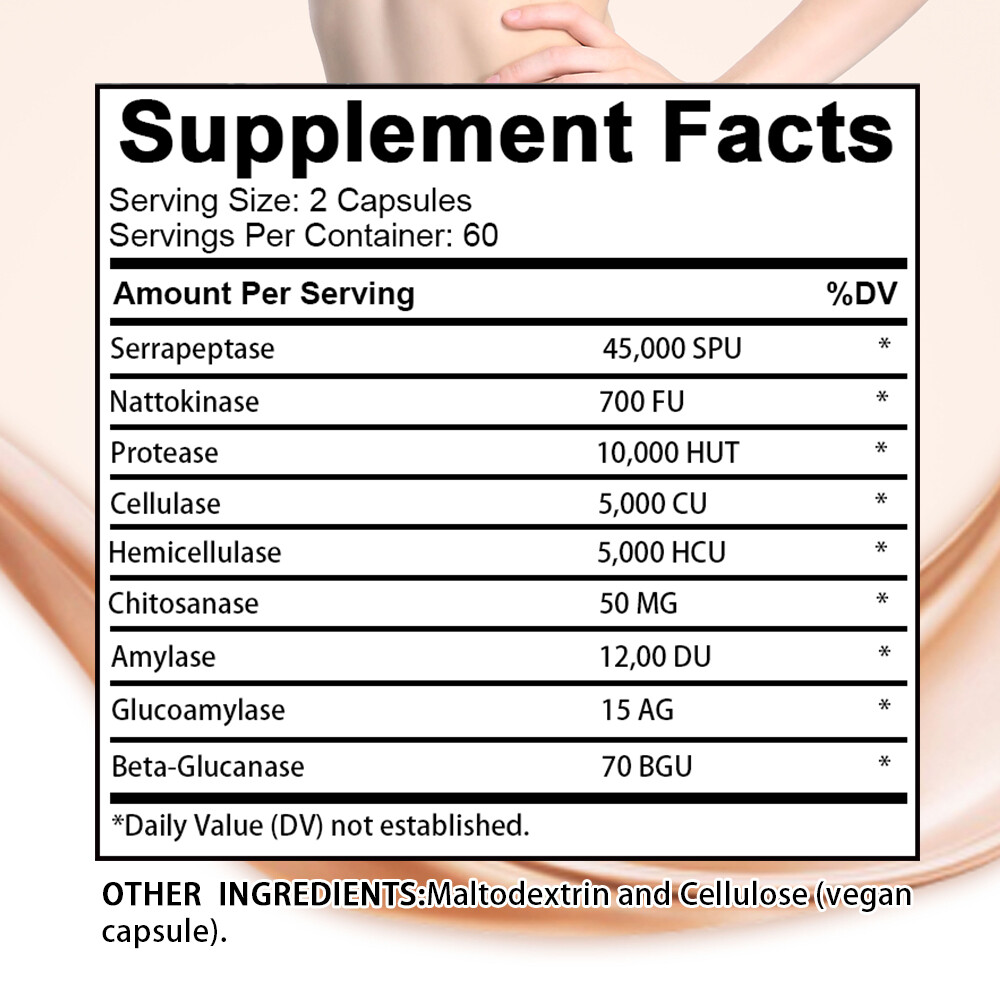 Serrapeptase 45000 SPU | 30/60/120 Capsules | Supports Sinus Health