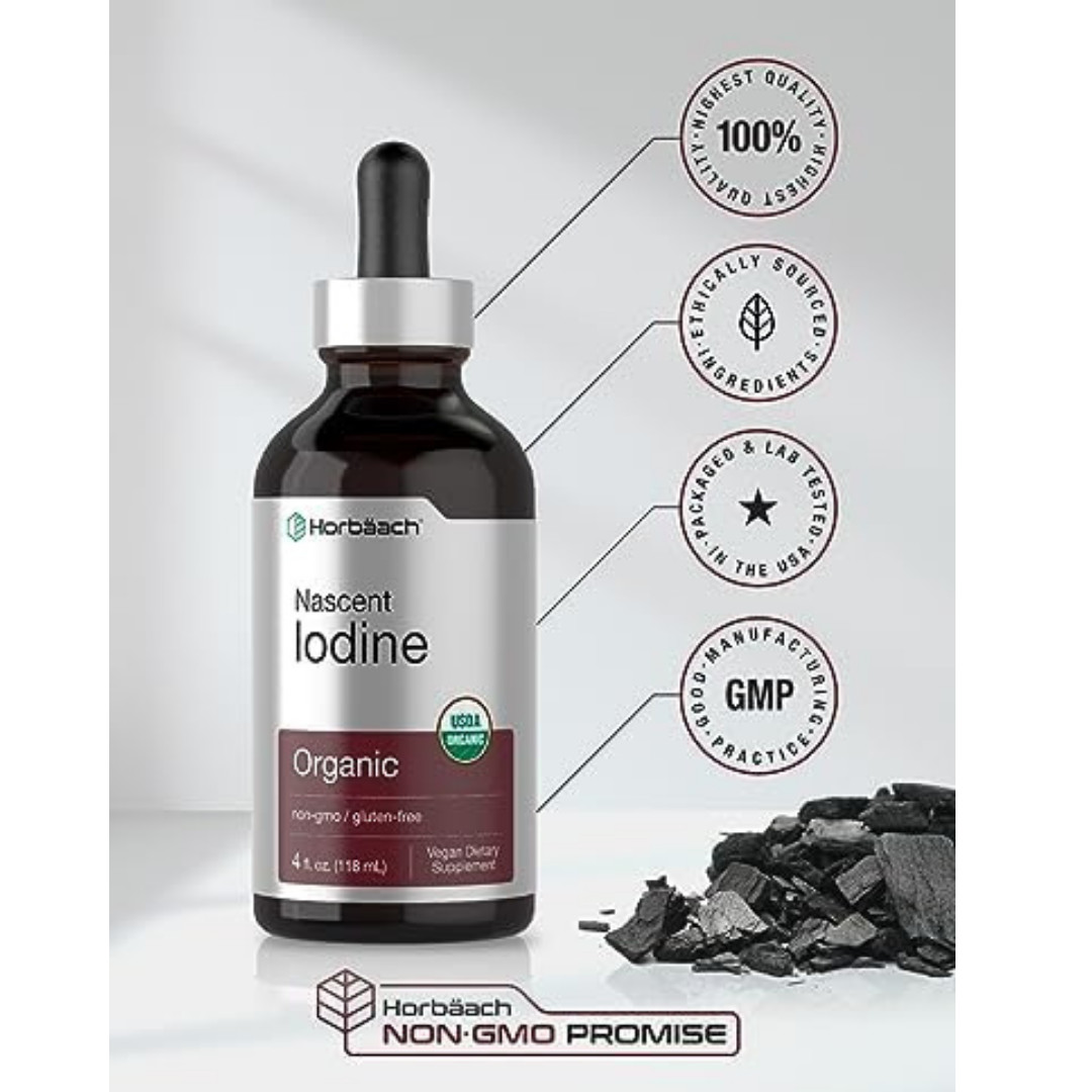 Nascent Iodine 325mcg 4oz Organic Liquid Supplement Non-GMO Gluten Free USA