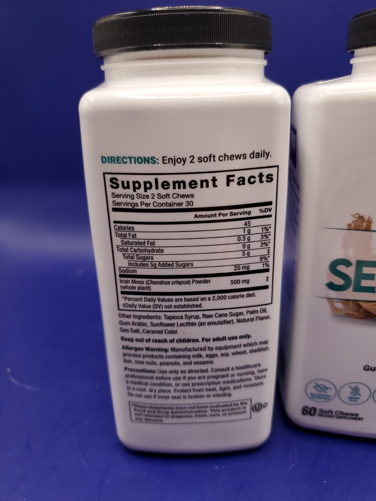 2 Pack Force Factor Sea Moss Soft Chews Salted Caramel 60ct Each Exp 07/2026