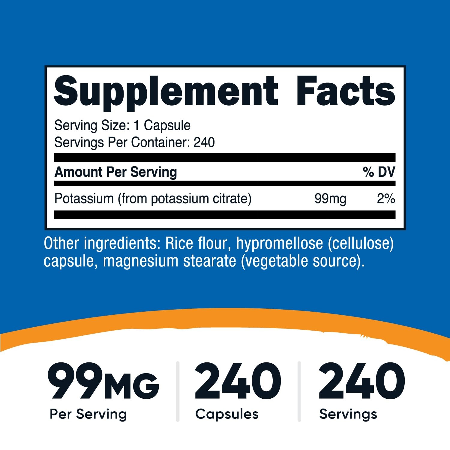 Nutricost Potassium Citrate 99mg, 240 Capsules – Gluten Free, Non-GMO