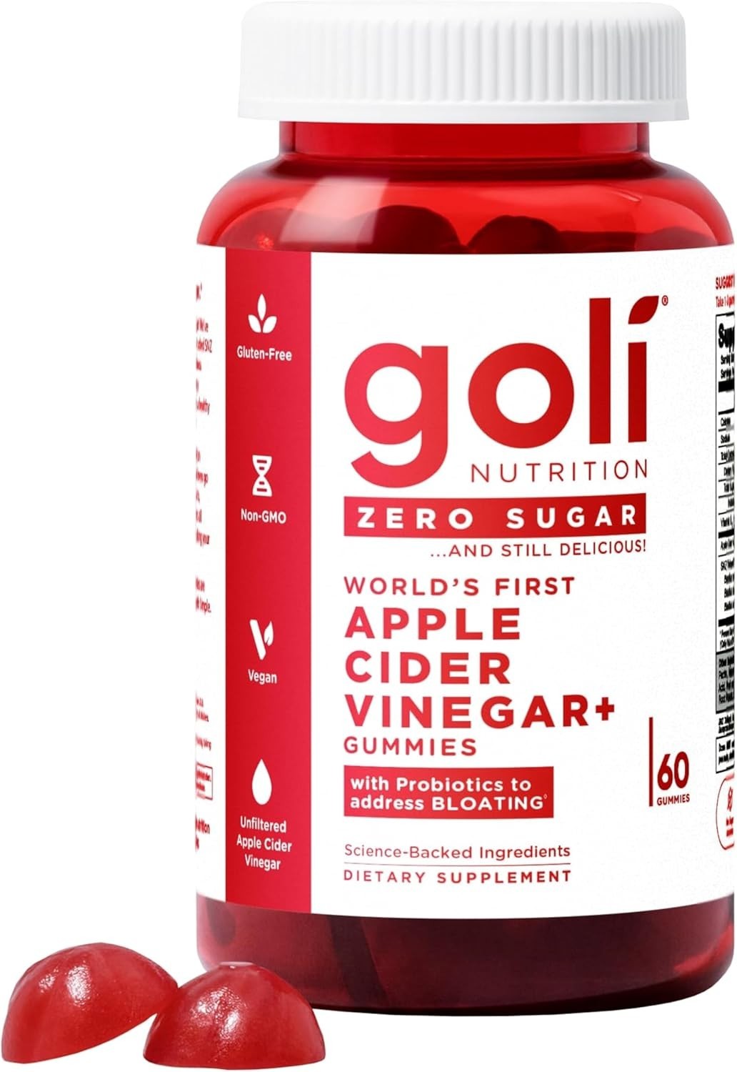 Goli Nutrition Zero Sugar Apple Cider Vinegar Sugar Free Gummies 60 Exp 07/2027