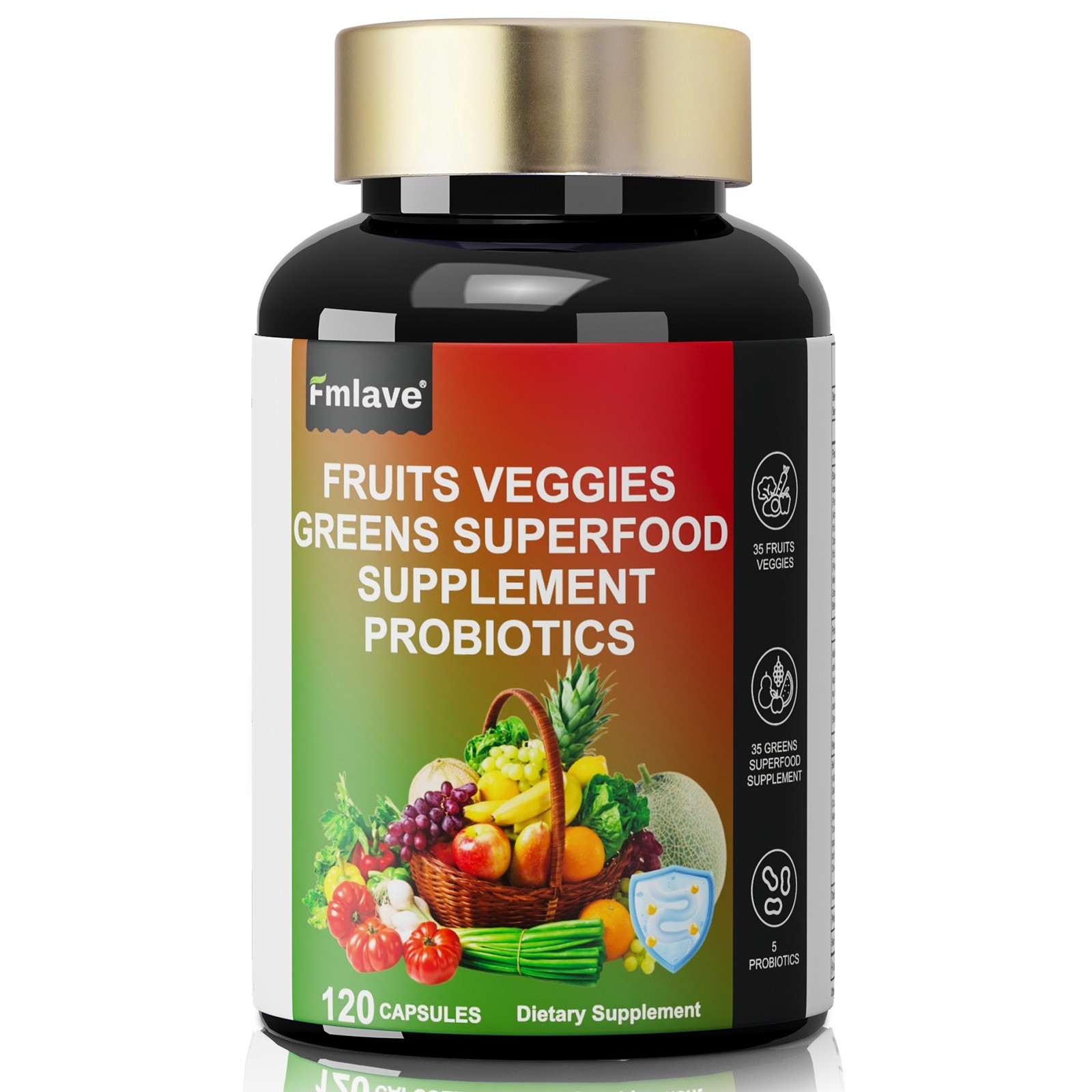 3pcs 70 Fruits and Veggies Whole Food Supplement w/ Probiotics for Gut 360 Count