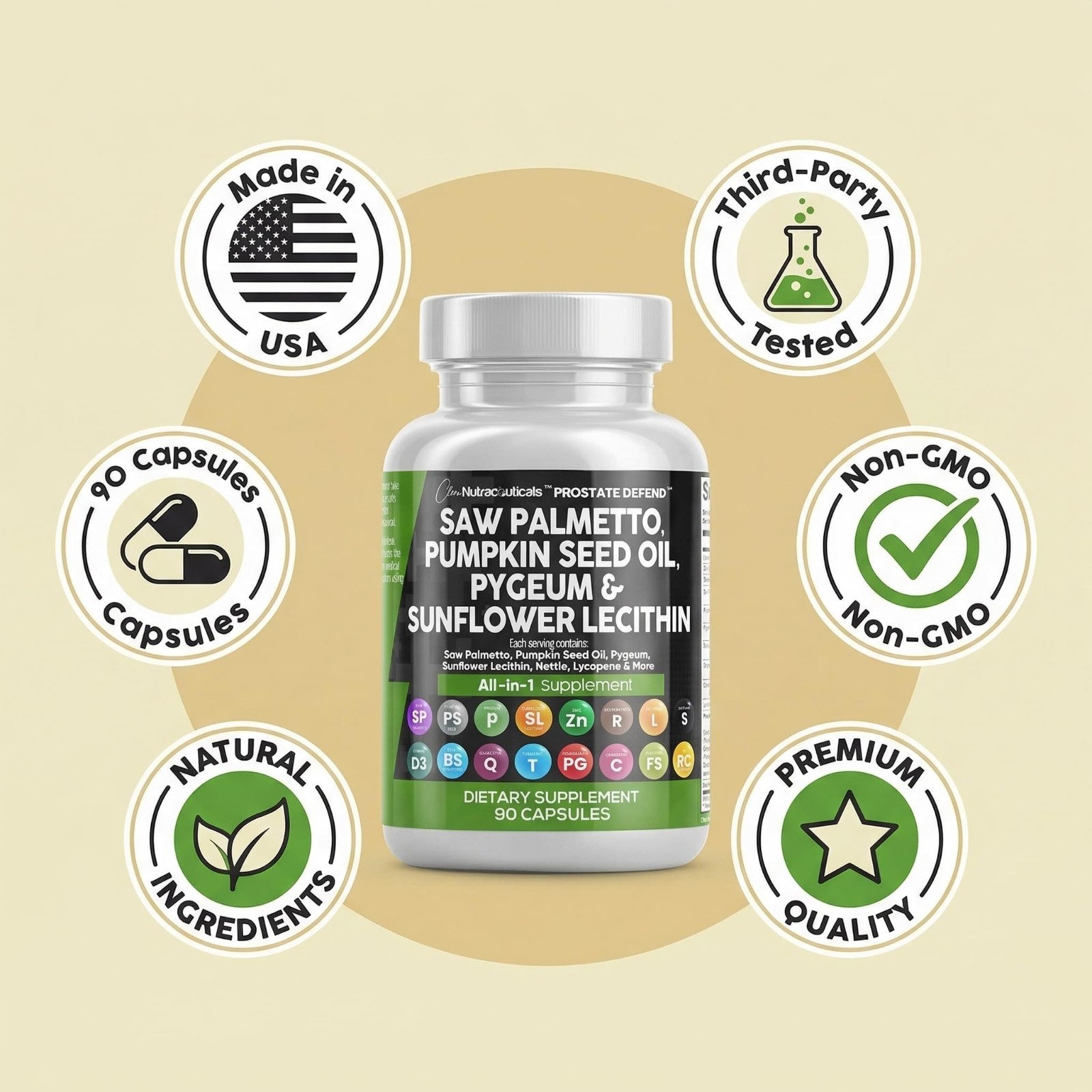 Prostate Health Supplements for Men – Saw Palmetto, Pumpkin Seed Oil, Lycopene –