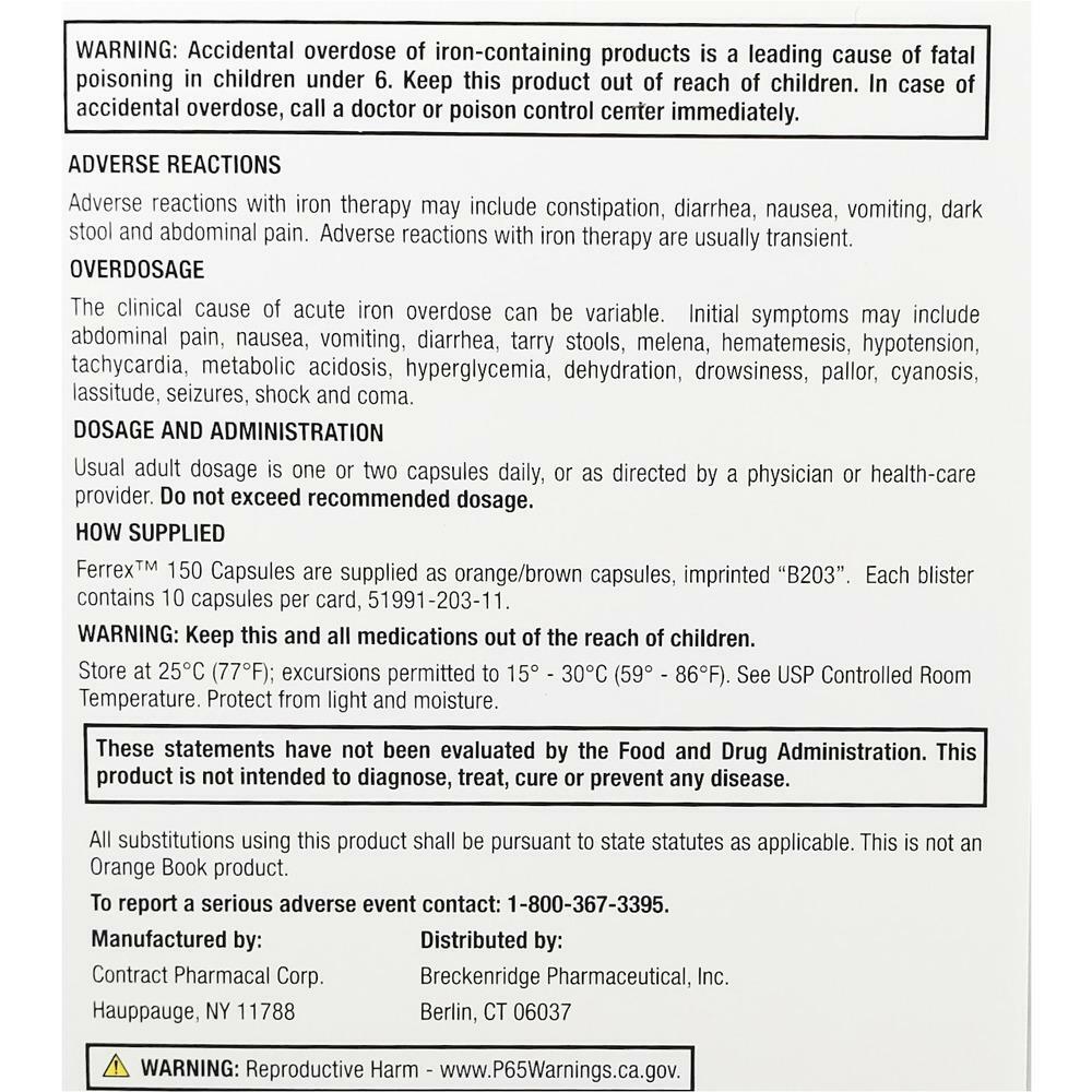 Ferrex Iron Complex 150 Unit Dose Box 100ct -Expiration Date 05-2025