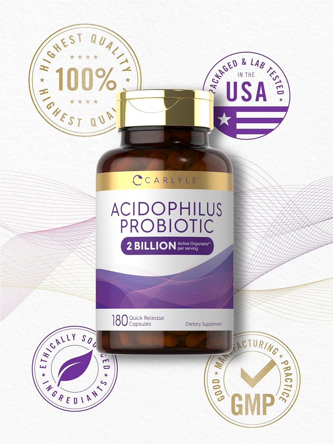 Acidophilus Probiotic for Women & Men’S Digestive Health 2 Billion CFU 180 Quick
