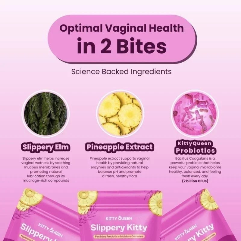 Kitty Queen Slippery Kitty – Feminine Probiotic + Moisture Gummies NEW