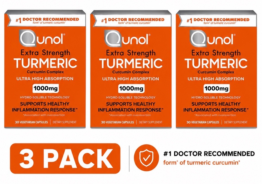 Qunol Turmeric Curcumin Ultra High Absorption 1000mg 120 Capsules Pack of 3
