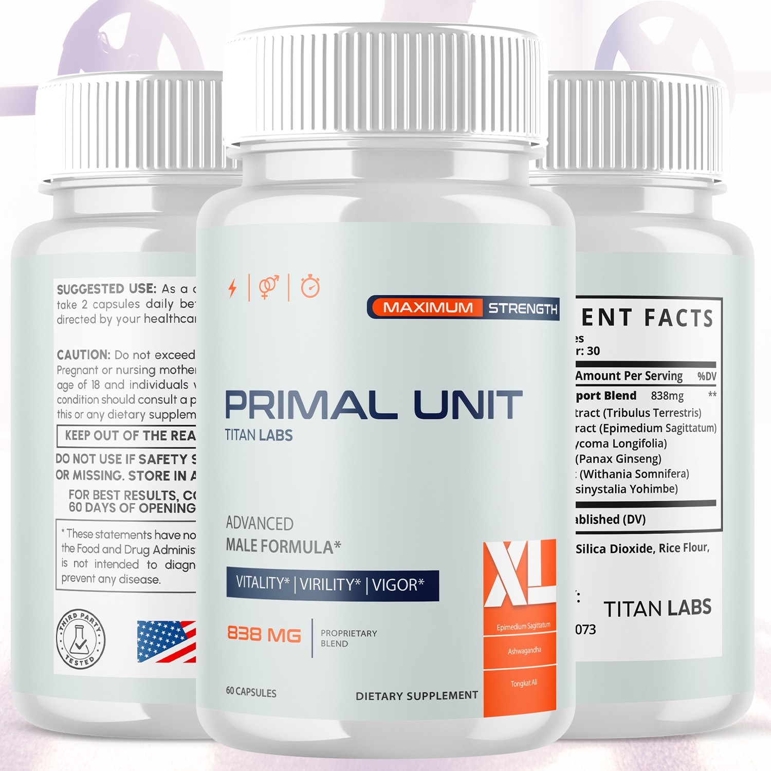 (2 Pack) Primal Unit XL Advanced Male Support Supplement PrimalUnitXL 120 Caps
