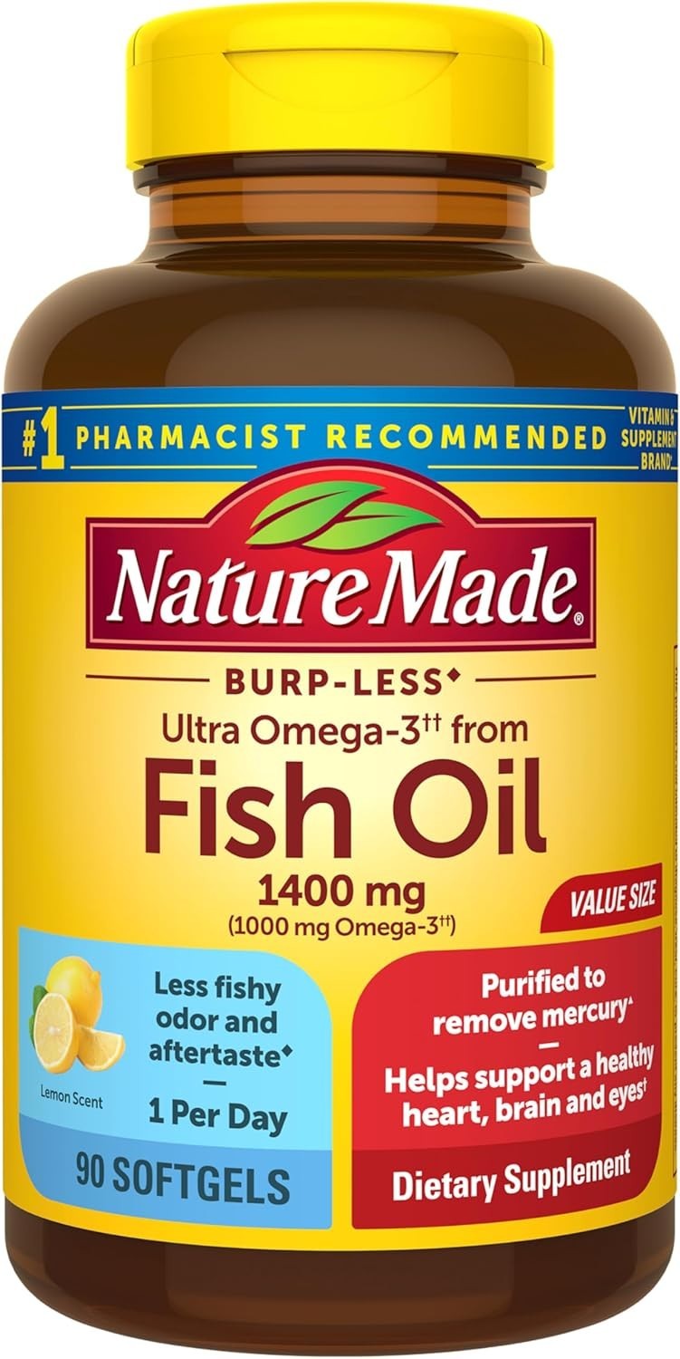 Nature Made Burp-Less Ultra Omega-3 Fish Oil 1400mg Softgels, 130 ct.
