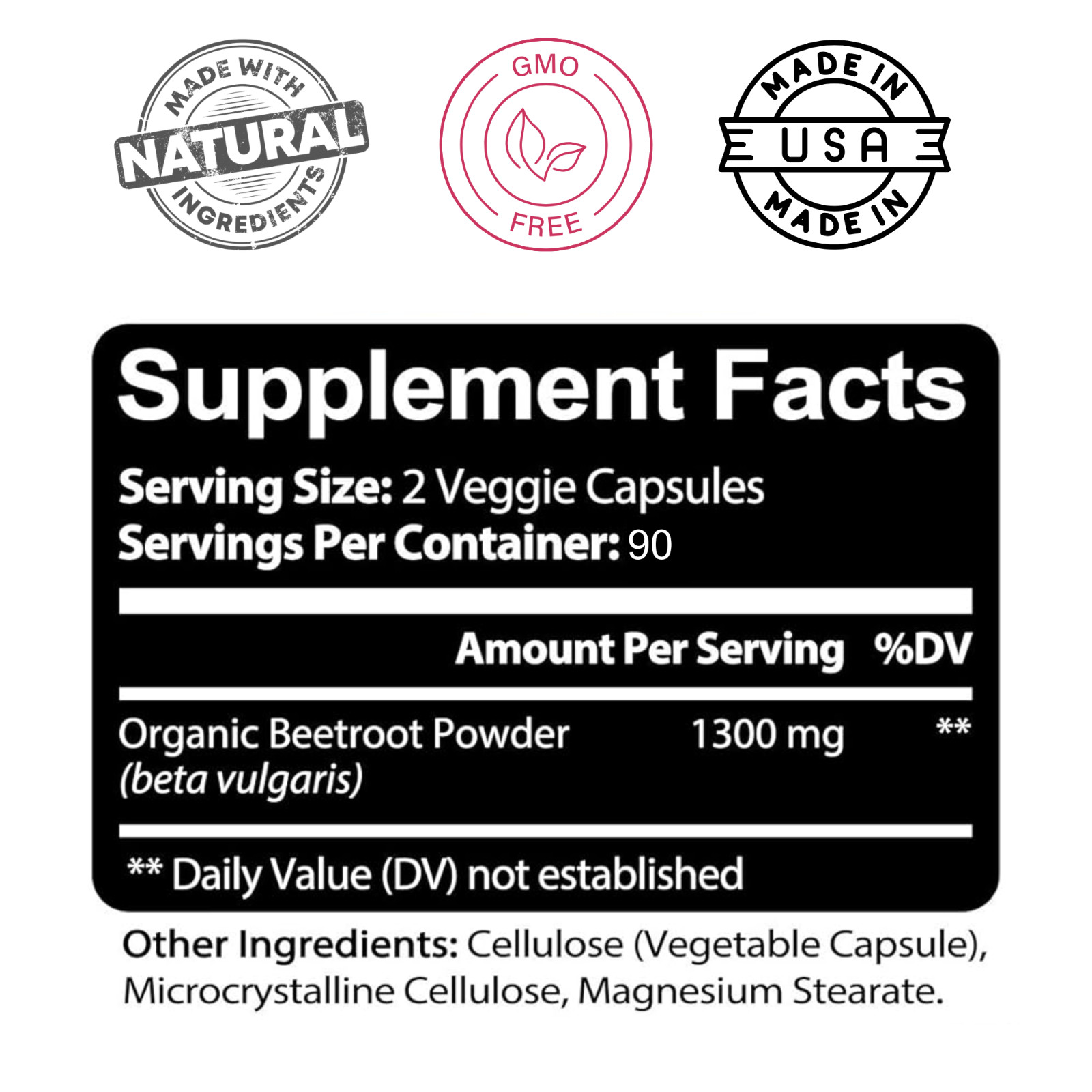 Organic Beet Root Powder 1300mg 180ct Nitric Oxide Booster Superfood Beetroot